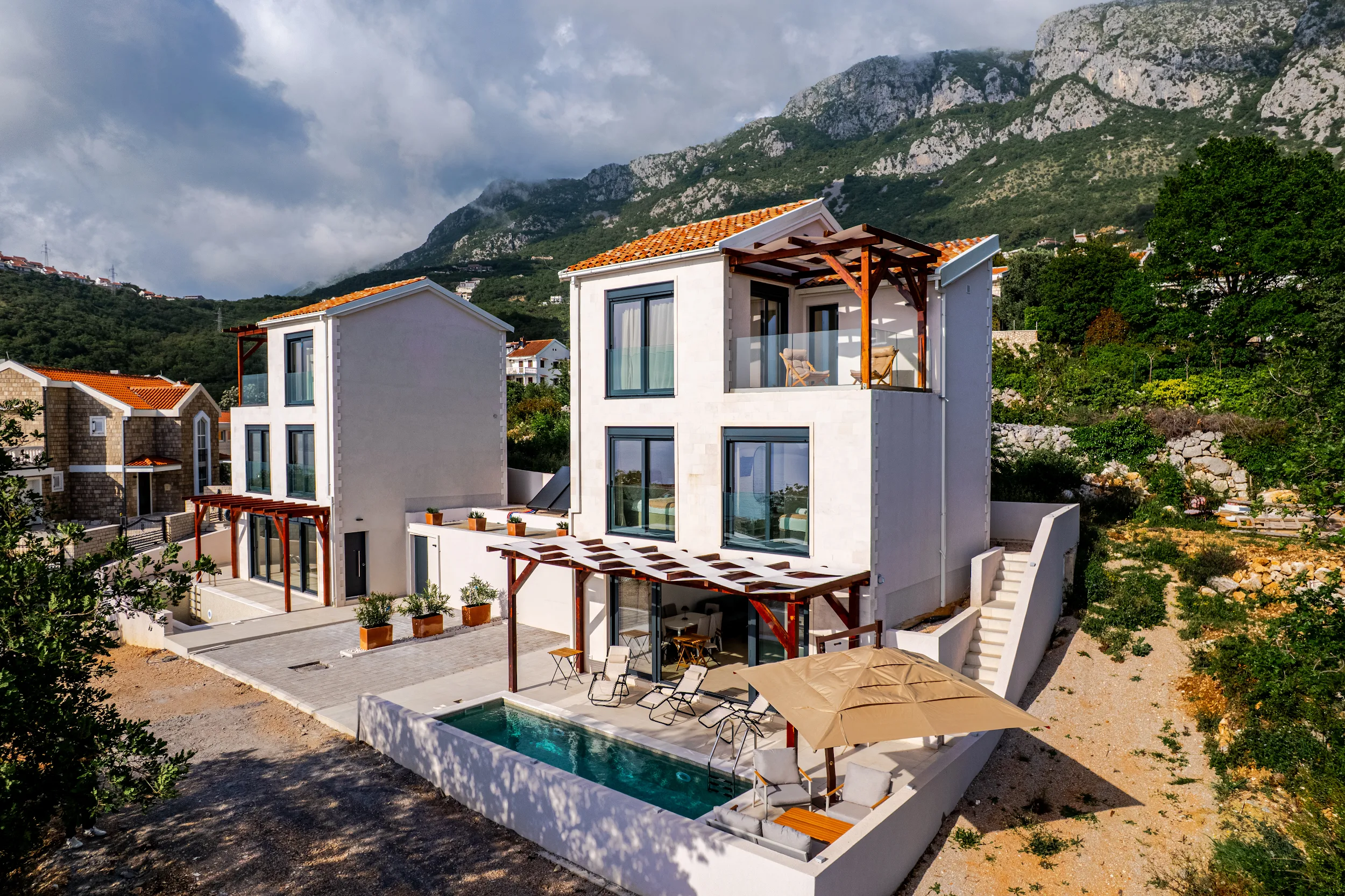 Newly Built Villa with Panoramic Sveti Stefan Views